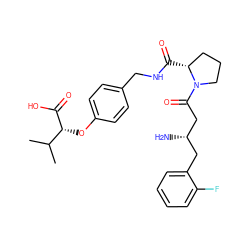 CC(C)[C@@H](Oc1ccc(CNC(=O)[C@@H]2CCCN2C(=O)C[C@@H](N)Cc2ccccc2F)cc1)C(=O)O ZINC000028384599