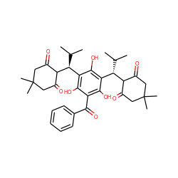 CC(C)[C@@H](c1c(O)c(C(=O)c2ccccc2)c(O)c([C@H](C(C)C)C2C(=O)CC(C)(C)CC2=O)c1O)C1C(=O)CC(C)(C)CC1=O ZINC000473133106