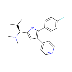 CC(C)[C@@H](c1cc(-c2ccncc2)c(-c2ccc(F)cc2)[nH]1)N(C)C ZINC000036161031