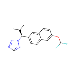 CC(C)[C@@H](c1ccc2cc(OC(F)F)ccc2c1)n1ncnn1 ZINC000072315628