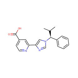 CC(C)[C@@H](c1ccccc1)n1cnc(-c2cc(C(=O)O)ccn2)c1 ZINC000225937172