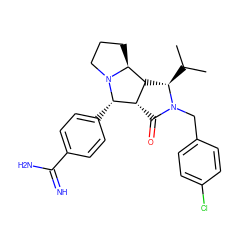 CC(C)[C@@H]1[C@@H]2[C@H](C(=O)N1Cc1ccc(Cl)cc1)[C@H](c1ccc(C(=N)N)cc1)N1CCC[C@@H]21 ZINC000016051885