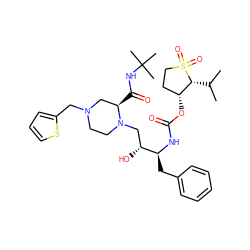 CC(C)[C@@H]1[C@H](OC(=O)N[C@@H](Cc2ccccc2)[C@H](O)CN2CCN(Cc3cccs3)C[C@H]2C(=O)NC(C)(C)C)CCS1(=O)=O ZINC000029558884