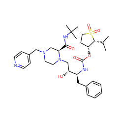 CC(C)[C@@H]1[C@H](OC(=O)N[C@@H](Cc2ccccc2)[C@H](O)CN2CCN(Cc3ccncc3)C[C@H]2C(=O)NC(C)(C)C)CCS1(=O)=O ZINC000026295131