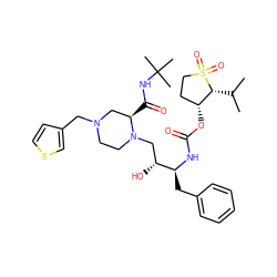 CC(C)[C@@H]1[C@H](OC(=O)N[C@@H](Cc2ccccc2)[C@H](O)CN2CCN(Cc3ccsc3)C[C@H]2C(=O)NC(C)(C)C)CCS1(=O)=O ZINC000029554368