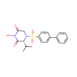 CC(C)[C@@H]1C(=O)N(O)C(=O)CN1S(=O)(=O)c1ccc(-c2ccccc2)cc1 ZINC000073165037