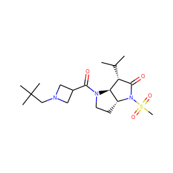 CC(C)[C@@H]1C(=O)N(S(C)(=O)=O)[C@@H]2CCN(C(=O)C3CN(CC(C)(C)C)C3)[C@@H]12 ZINC000003940122