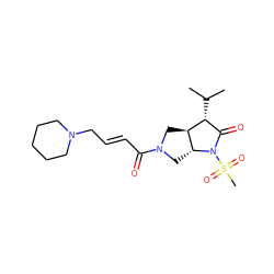 CC(C)[C@@H]1C(=O)N(S(C)(=O)=O)[C@@H]2CN(C(=O)/C=C/CN3CCCCC3)C[C@@H]12 ZINC000028007259