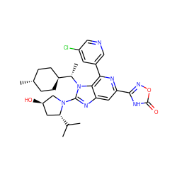CC(C)[C@@H]1C[C@@H](O)CN1c1nc2cc(-c3noc(=O)[nH]3)nc(-c3cncc(Cl)c3)c2n1[C@@H](C)[C@H]1CC[C@H](C)CC1 ZINC000261188267