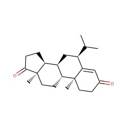 CC(C)[C@@H]1C[C@@H]2[C@@H]3CCC(=O)[C@]3(C)CC[C@H]2[C@]2(C)CCC(=O)C=C12 ZINC000253634605