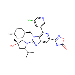 CC(C)[C@@H]1C[C@](C)(O)CN1c1nc2cc(-c3noc(=O)[nH]3)nc(-c3cncc(Cl)c3)c2n1C[C@H]1CC[C@H](C)CC1 ZINC000261125681