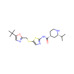 CC(C)[C@@H]1C[C@H](C(=O)Nc2ncc(SCc3ncc(C(C)(C)C)o3)s2)CCN1 ZINC000040860567