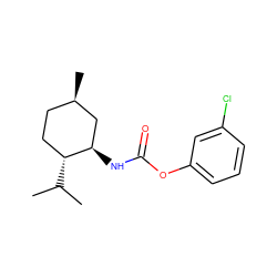 CC(C)[C@@H]1CC[C@@H](C)C[C@H]1NC(=O)Oc1cccc(Cl)c1 ZINC000049114174