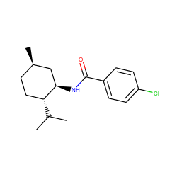 CC(C)[C@@H]1CC[C@@H](C)C[C@H]1NC(=O)c1ccc(Cl)cc1 ZINC000049088072