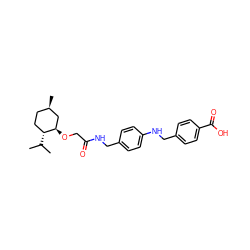 CC(C)[C@@H]1CC[C@@H](C)C[C@H]1OCC(=O)NCc1ccc(NCc2ccc(C(=O)O)cc2)cc1 ZINC000013553372