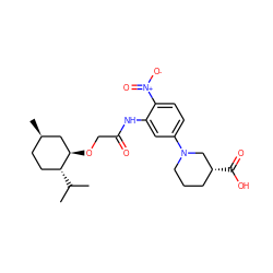 CC(C)[C@@H]1CC[C@@H](C)C[C@H]1OCC(=O)Nc1cc(N2CCC[C@@H](C(=O)O)C2)ccc1[N+](=O)[O-] ZINC000013553376