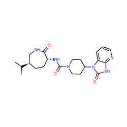 CC(C)[C@@H]1CC[C@@H](NC(=O)N2CCC(n3c(=O)[nH]c4ncccc43)CC2)C(=O)NC1 ZINC000028827326