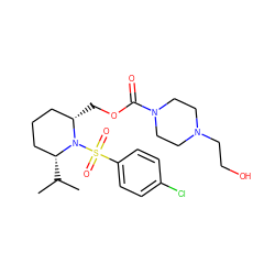 CC(C)[C@@H]1CCC[C@H](COC(=O)N2CCN(CCO)CC2)N1S(=O)(=O)c1ccc(Cl)cc1 ZINC000028950658