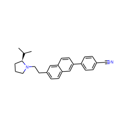 CC(C)[C@@H]1CCCN1CCc1ccc2cc(-c3ccc(C#N)cc3)ccc2c1 ZINC000028901248