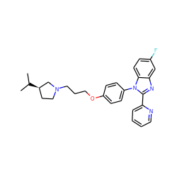 CC(C)[C@@H]1CCN(CCCOc2ccc(-n3c(-c4ccccn4)nc4cc(F)ccc43)cc2)C1 ZINC000040974275