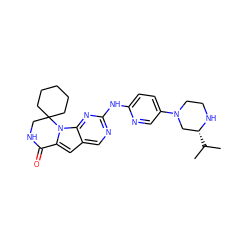 CC(C)[C@@H]1CN(c2ccc(Nc3ncc4cc5n(c4n3)C3(CCCCC3)CNC5=O)nc2)CCN1 ZINC000221276474