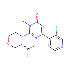 CC(C)[C@@H]1COCCN1c1nc(-c2ccncc2F)cc(=O)n1C ZINC000114419977