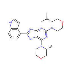 CC(C)[C@@H]1COCCN1c1nc(N2CCOC[C@H]2C)c2[nH]c(-c3cccc4[nH]ccc34)nc2n1 ZINC000207251121