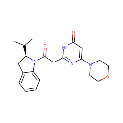 CC(C)[C@@H]1Cc2ccccc2N1C(=O)Cc1nc(N2CCOCC2)cc(=O)[nH]1 ZINC000147069633