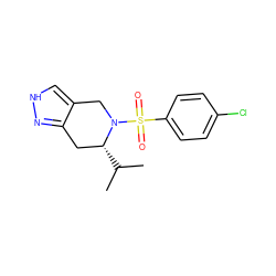 CC(C)[C@@H]1Cc2n[nH]cc2CN1S(=O)(=O)c1ccc(Cl)cc1 ZINC000049072035