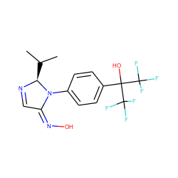 CC(C)[C@@H]1N=C/C(=N/O)N1c1ccc(C(O)(C(F)(F)F)C(F)(F)F)cc1 ZINC000028967279