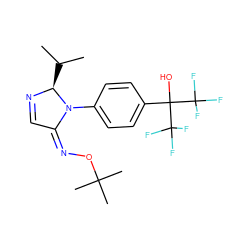 CC(C)[C@@H]1N=C/C(=N/OC(C)(C)C)N1c1ccc(C(O)(C(F)(F)F)C(F)(F)F)cc1 ZINC000028967311