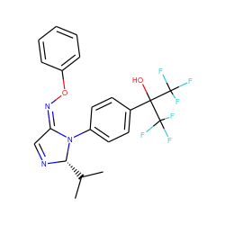 CC(C)[C@@H]1N=C/C(=N/Oc2ccccc2)N1c1ccc(C(O)(C(F)(F)F)C(F)(F)F)cc1 ZINC000028967301