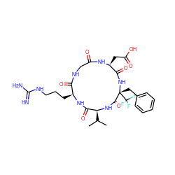 CC(C)[C@@H]1NC(=O)[C@@](Cc2ccccc2)(C(F)(F)F)NC(=O)[C@H](CC(=O)O)NC(=O)CNC(=O)[C@H](CCCNC(=N)N)NC1=O ZINC000003938406