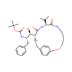 CC(C)[C@@H]1NC(=O)[C@@H]([C@H](O)[C@H](Cc2ccccc2)NC(=O)OC(C)(C)C)NCc2ccc(cc2)OCCCCNC1=O ZINC000014943191