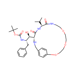 CC(C)[C@@H]1NC(=O)[C@@H]([C@H](O)[C@H](Cc2ccccc2)NC(=O)OC(C)(C)C)NCc2ccc(cc2)OCCOCCOCCNC1=O ZINC000014943199