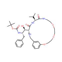 CC(C)[C@@H]1NC(=O)[C@@H]([C@H](O)[C@H](Cc2ccccc2)NC(=O)OC(C)(C)C)NCc2cccc(c2)OCCOCCOCCNC1=O ZINC000014943211