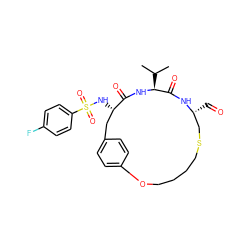 CC(C)[C@@H]1NC(=O)[C@@H](NS(=O)(=O)c2ccc(F)cc2)Cc2ccc(cc2)OCCCCSC[C@@H](C=O)NC1=O ZINC000101454731