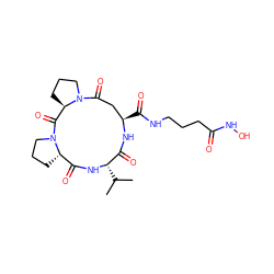 CC(C)[C@@H]1NC(=O)[C@@H]2CCCN2C(=O)[C@H]2CCCN2C(=O)C[C@@H](C(=O)NCCCC(=O)NO)NC1=O ZINC000653706321