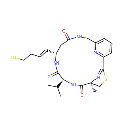 CC(C)[C@@H]1NC(=O)[C@]2(C)CSC(=N2)c2cccc(n2)CNC(=O)C[C@@H](/C=C/CCS)NC1=O ZINC000230838923