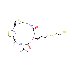 CC(C)[C@@H]1NC(=O)[C@]2(C)CSC(=N2)c2csc(n2)CNC(=O)C[C@@H](/C=C/CCSCCS)OC1=O ZINC001772589057