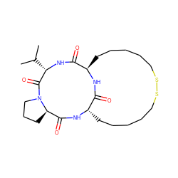 CC(C)[C@@H]1NC(=O)[C@H]2CCCCCSSCCCCC[C@H](NC(=O)[C@H]3CCCN3C1=O)C(=O)N2 ZINC000299836102