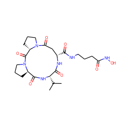 CC(C)[C@@H]1NC(=O)[C@H]2CCCN2C(=O)[C@@H]2CCCN2C(=O)C[C@H](C(=O)NCCCC(=O)NO)NC1=O ZINC000653706322