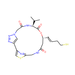 CC(C)[C@@H]1NC(=O)Cn2cc(nn2)-c2csc(n2)CNC(=O)C[C@@H](/C=C/CCS)OC1=O ZINC000095584189