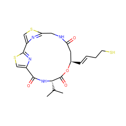 CC(C)[C@@H]1NC(=O)c2csc(n2)-c2csc(n2)CNC(=O)C[C@@H](/C=C/CCS)OC1=O ZINC000059242299