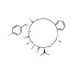 CC(C)[C@@H]1NC[C@@H](C)Oc2ccccc2CCCNC(=O)[C@@H](Cc2ccc(F)cc2)NC(=O)[C@@H](C)N(C)C1=O ZINC000073163501