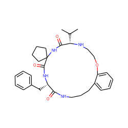 CC(C)[C@@H]1NCCOc2ccccc2CCCNC(=O)[C@H](Cc2ccccc2)NC(=O)C2(CCCC2)NC1=O ZINC001772571439