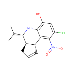 CC(C)[C@@H]1Nc2c(O)cc(Cl)c([N+](=O)[O-])c2[C@@H]2C=CC[C@@H]12 ZINC000013146617