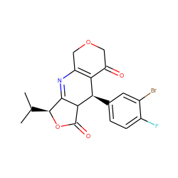 CC(C)[C@@H]1OC(=O)C2C1=NC1=C(C(=O)COC1)[C@H]2c1ccc(F)c(Br)c1 ZINC000040567567