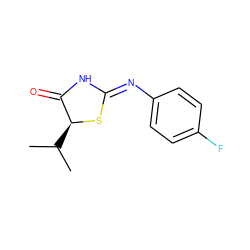 CC(C)[C@@H]1S/C(=N\c2ccc(F)cc2)NC1=O ZINC000028826732