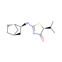 CC(C)[C@@H]1SC(N[C@H]2C[C@H]3CC[C@H]2C3)=NC1=O ZINC000116646830